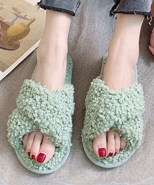 セール レディース ふかふかぺたんこファーコンフォートサンダル サンダル Teddyshop テディショップ のファッション通販 Zozotown