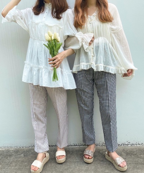 apres jour（アプレジュール）の「ギンガムテーパードパンツ【ZOZOTOWN限定アイテム】（その他パンツ・レディース・ブラック/その他・フリー）」の3枚目の写真