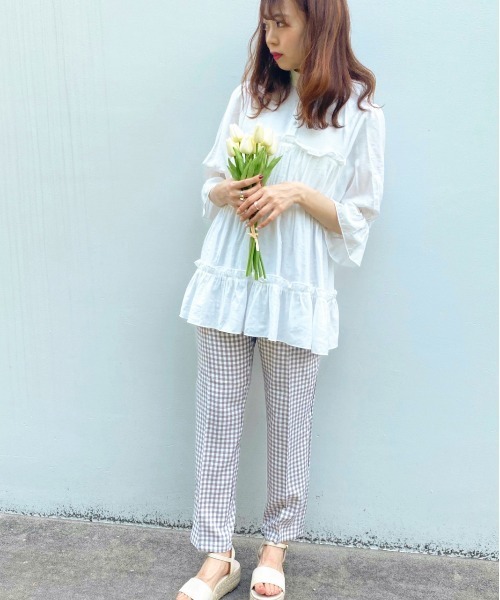 apres jour（アプレジュール）の「ギンガムテーパードパンツ【ZOZOTOWN限定アイテム】（その他パンツ・レディース・ブラック/その他・フリー）」の8枚目の写真