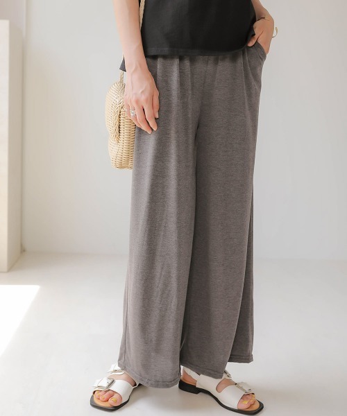 Bab(バブ)の「【WEB限定】とろみカットワイドリラックスパンツ(その他パンツ・レディース・ベージュ/チャコールグレー/グレー/ブラック・FREE)」の3枚目の写真