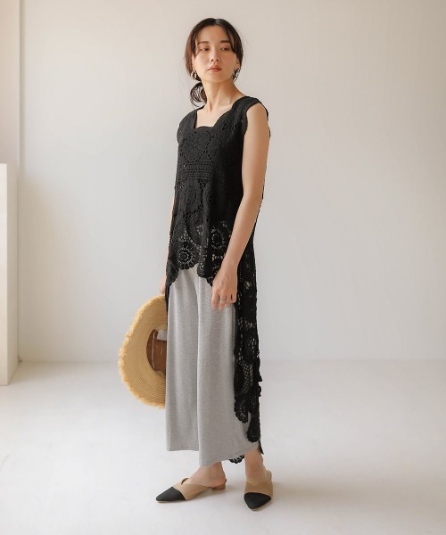 Bab(バブ)の「【WEB限定】とろみカットワイドリラックスパンツ(その他パンツ・レディース・ベージュ/チャコールグレー/グレー/ブラック・FREE)」の12枚目の写真
