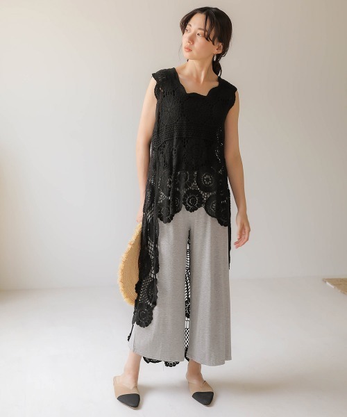 Bab(バブ)の「【WEB限定】とろみカットワイドリラックスパンツ(その他パンツ・レディース・ベージュ/チャコールグレー/グレー/ブラック・FREE)」の13枚目の写真