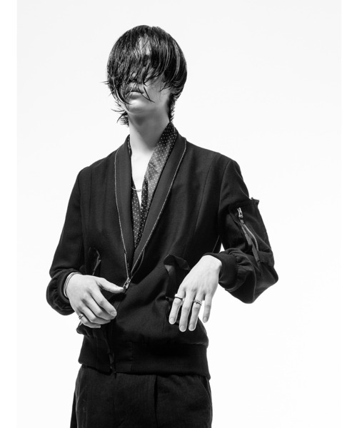 ROCK STE（ロクステ）の「noirer(ノイア) ショールカラー ウールブルゾン（MA-1・メンズ・ブラック・M/L）」の8枚目の写真