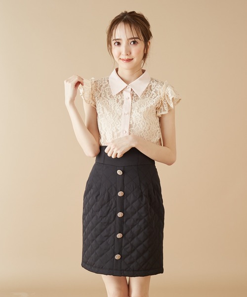 MIIA（ミーア）の「キルティングタイトスカート（スカート・レディース・ブラック/ピンク/ベージュ・FREE）」の2枚目の写真