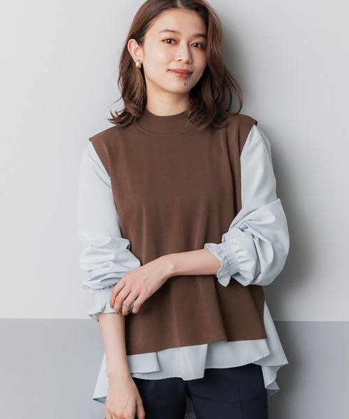 coca(coca)(コカ)の「\大好評につき再入荷/ ベストセットフレアブラウス(ニット/セーター・レディース・ブラック/グレイッシュベージュ/キャメル/ホワイト/ネイビー/ライトブルー/グレー/ライトピンク・ONE SIZE/L/M)」の7枚目の写真