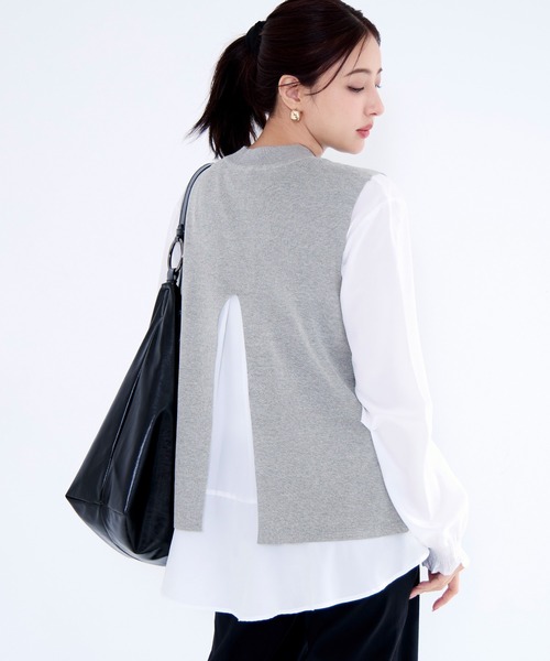 coca(coca)(コカ)の「\大好評につき再入荷/ ベストセットフレアブラウス(ニット/セーター・レディース・ブラック/グレイッシュベージュ/キャメル/ホワイト/ネイビー/ライトブルー/グレー/ライトピンク・ONE SIZE/L/M)」の12枚目の写真