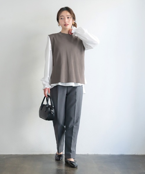 coca(coca)(コカ)の「\大好評につき再入荷/ ベストセットフレアブラウス(ニット/セーター・レディース・ブラック/グレイッシュベージュ/キャメル/ホワイト/ネイビー/ライトブルー/グレー/ライトピンク・ONE SIZE/L/M)」の14枚目の写真