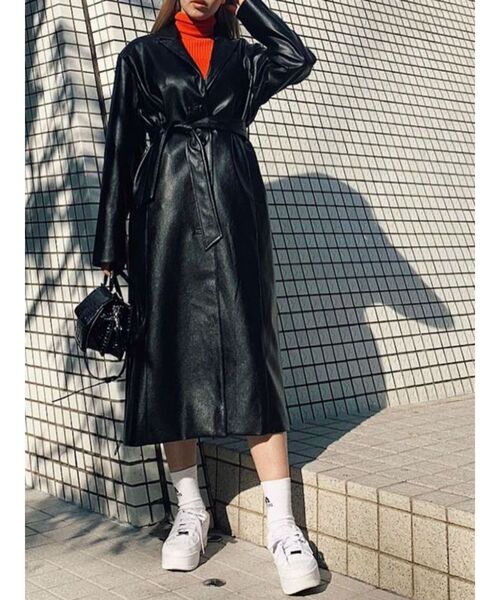 EVRIS（エヴリス）の「フェイクレザーロングコート（テーラード