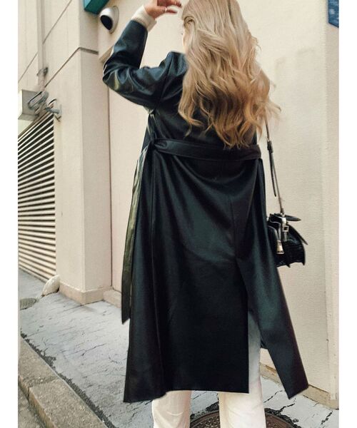 EVRIS（エヴリス）の「フェイクレザーロングコート（テーラードジャケット・レディース・ブラック/ブラウン・FREE）」の12枚目の写真