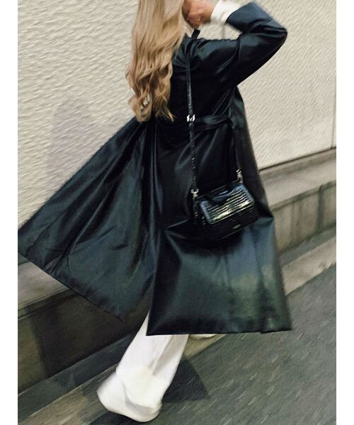 EVRIS（エヴリス）の「フェイクレザーロングコート（テーラードジャケット・レディース・ブラック/ブラウン・FREE）」の14枚目の写真