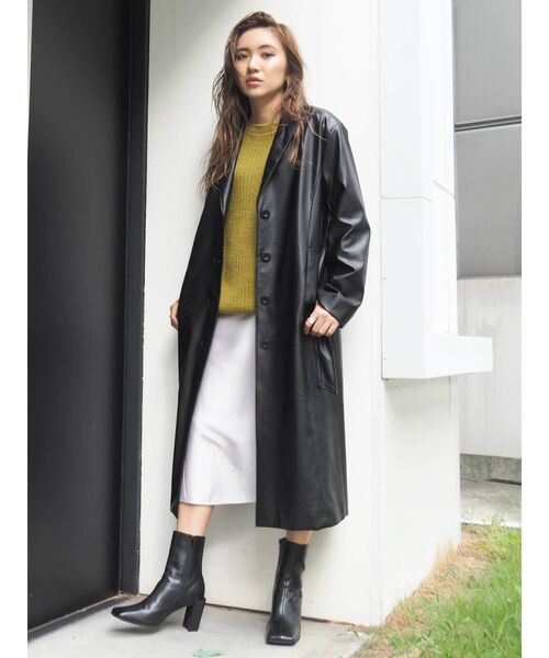 EVRIS（エヴリス）の「フェイクレザーロングコート（テーラード