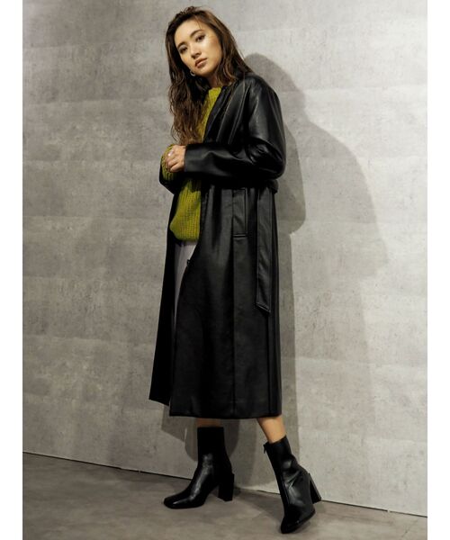 EVRIS（エヴリス）の「フェイクレザーロングコート（テーラードジャケット・レディース・ブラック/ブラウン・FREE）」の19枚目の写真