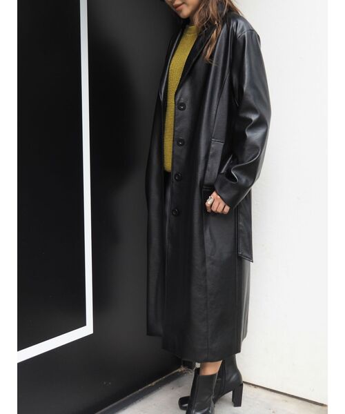 EVRIS（エヴリス）の「フェイクレザーロングコート（テーラード