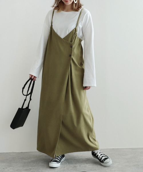 reca(レカ)の「ピーチ起毛ラップキャミワンピース(ワンピース・レディース・ブラック/カーキ/ライトベージュ・M)」の16枚目の写真