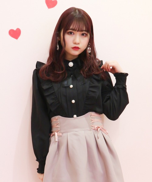 ROJITA（ロジータ）の「パール釦Ｖフリルブラウス（シャツ/ブラウス・レディース・ブラック/パープル・FREE）」の18枚目の写真