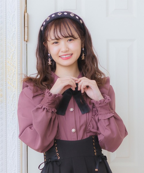 ROJITA（ロジータ）の「パール釦Ｖフリルブラウス（シャツ/ブラウス・レディース・ブラック/パープル・FREE）」の7枚目の写真