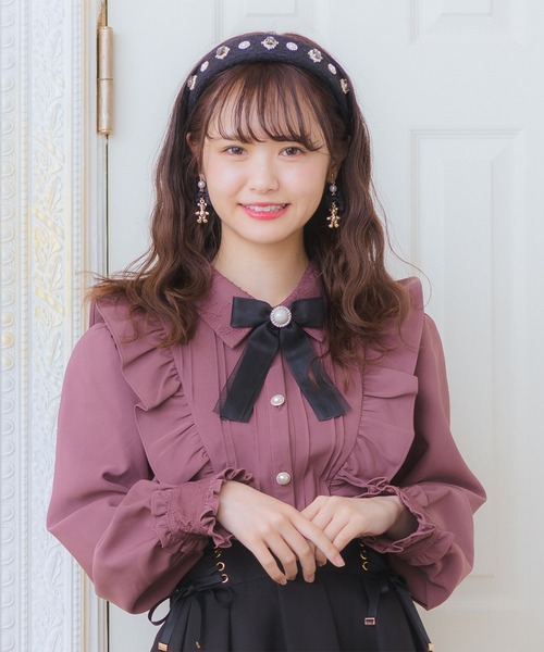 ROJITA（ロジータ）の「パール釦Ｖフリルブラウス（シャツ/ブラウス・レディース・ブラック/パープル・FREE）」の8枚目の写真