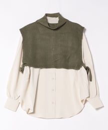 綿タッチベスト×ブラウスセット