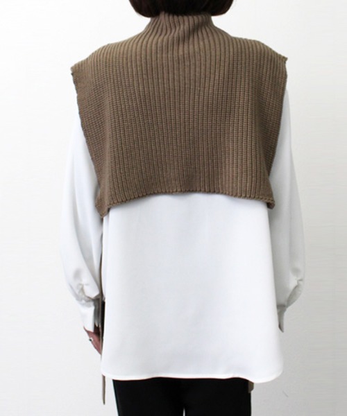 STYLEBLOCK(スタイルブロック)の「綿タッチベスト×ブラウスセット(シャツ/ブラウス・レディース・アイボリー/ブラック/カーキ/ベージュ・M)」の5枚目の写真