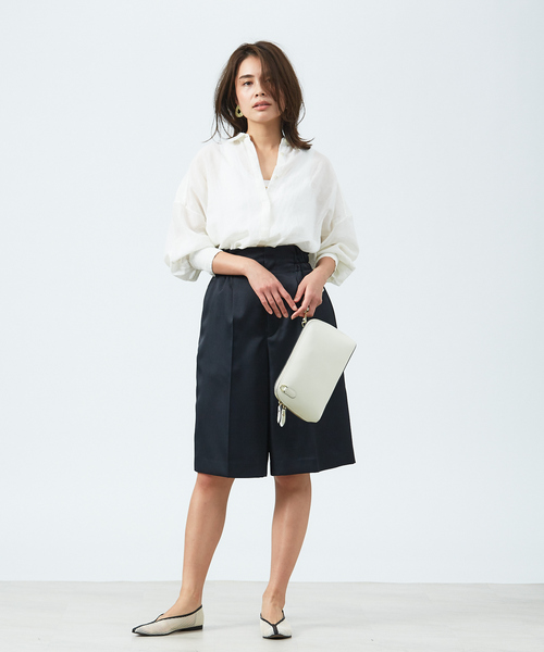 qualite(カリテ)の「ウエストギャザーハーフパンツ(その他パンツ・レディース・ブラック/ベージュ・38/36)」の3枚目の写真