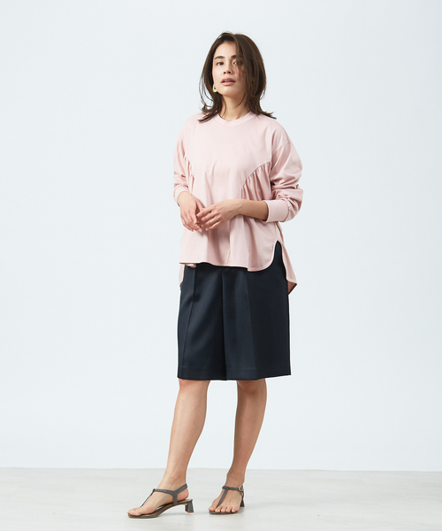qualite(カリテ)の「ウエストギャザーハーフパンツ(その他パンツ・レディース・ブラック/ベージュ・38/36)」の14枚目の写真