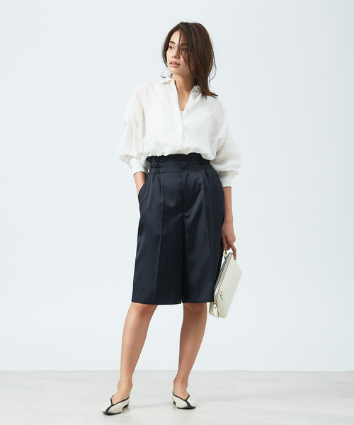 qualite(カリテ)の「ウエストギャザーハーフパンツ(その他パンツ・レディース・ブラック/ベージュ・38/36)」の15枚目の写真