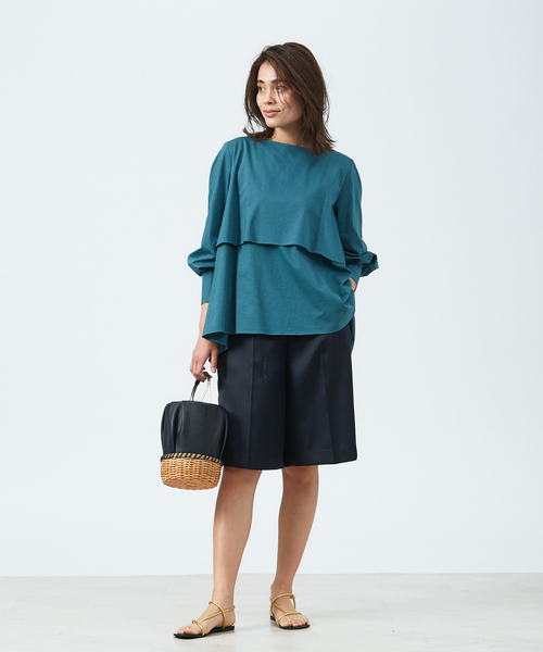 qualite(カリテ)の「ウエストギャザーハーフパンツ(その他パンツ・レディース・ブラック/ベージュ・38/36)」の17枚目の写真