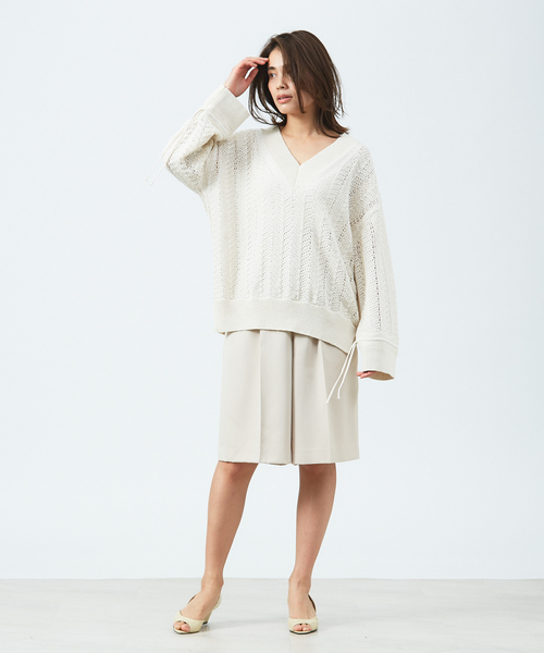 qualite(カリテ)の「ウエストギャザーハーフパンツ(その他パンツ・レディース・ブラック/ベージュ・38/36)」の20枚目の写真