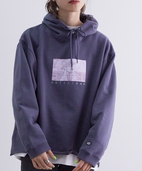 VIS（ビス）の「【ともわか×DISCUS ATHLETIC(R)】【WEB限定】裏毛カットオフプルパーカー（パーカー・レディース・ホワイト/パープル/ブラック・FREE）」の3枚目の写真