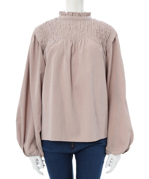 fifth(フィフス)の「ピーチスキンプチハイギャザーブラウス(シャツ/ブラウス・レディース・ブラック/ベージュ・MEDIUM)」の6枚目の写真