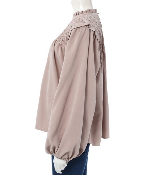 fifth(フィフス)の「ピーチスキンプチハイギャザーブラウス(シャツ/ブラウス・レディース・ブラック/ベージュ・MEDIUM)」の3枚目の写真