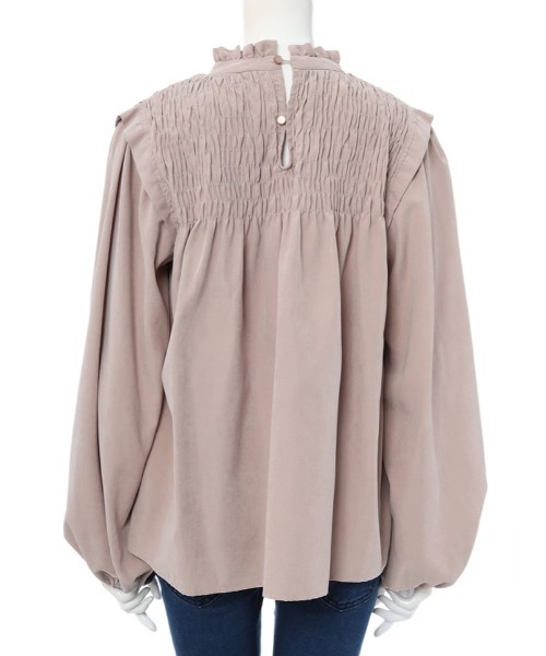 fifth(フィフス)の「ピーチスキンプチハイギャザーブラウス(シャツ/ブラウス・レディース・ブラック/ベージュ・MEDIUM)」の5枚目の写真