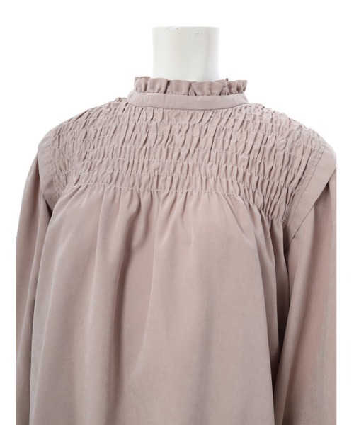 fifth(フィフス)の「ピーチスキンプチハイギャザーブラウス(シャツ/ブラウス・レディース・ブラック/ベージュ・MEDIUM)」の4枚目の写真