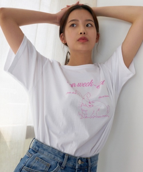 LARTIGENT(ラーティゼン)の「『LARTIGENT/ラーティゼン』RABBIT T-SHIRT/ラビットデザイン 半袖Tシャツ(Tシャツ/カットソー・レディース・ホワイト・FREE)」の11枚目の写真