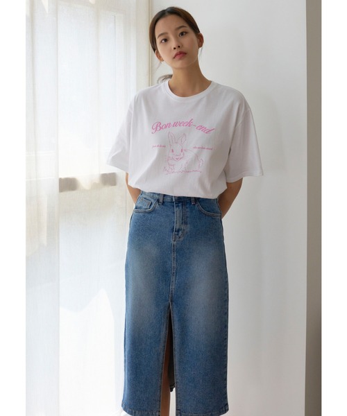 LARTIGENT(ラーティゼン)の「『LARTIGENT/ラーティゼン』RABBIT T-SHIRT/ラビットデザイン 半袖Tシャツ(Tシャツ/カットソー・レディース・ホワイト・FREE)」の3枚目の写真