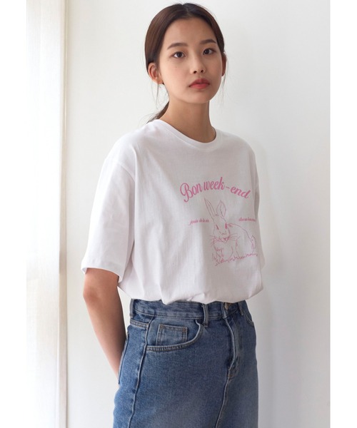 LARTIGENT(ラーティゼン)の「『LARTIGENT/ラーティゼン』RABBIT T-SHIRT/ラビットデザイン 半袖Tシャツ(Tシャツ/カットソー・レディース・ホワイト・FREE)」の9枚目の写真