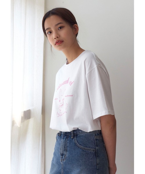 LARTIGENT(ラーティゼン)の「『LARTIGENT/ラーティゼン』RABBIT T-SHIRT/ラビットデザイン 半袖Tシャツ(Tシャツ/カットソー・レディース・ホワイト・FREE)」の8枚目の写真