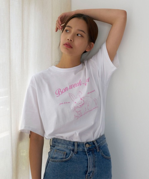 LARTIGENT(ラーティゼン)の「『LARTIGENT/ラーティゼン』RABBIT T-SHIRT/ラビットデザイン 半袖Tシャツ(Tシャツ/カットソー・レディース・ホワイト・FREE)」の13枚目の写真