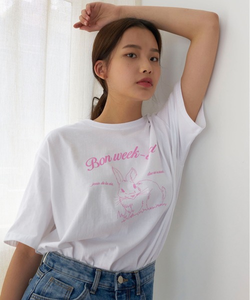 LARTIGENT(ラーティゼン)の「『LARTIGENT/ラーティゼン』RABBIT T-SHIRT/ラビットデザイン 半袖Tシャツ(Tシャツ/カットソー・レディース・ホワイト・FREE)」の12枚目の写真