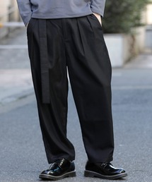Beno | P/ライトツイル ベルト付き タックワイド テーパードパンツ(その他パンツ)
