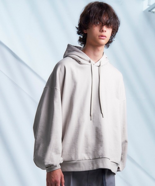 Loose/ルース（ルース）の「ヘビーウェイト ワイドバルーンパーカー（パーカー・メンズ・ライトグレー/グレイッシュベージュ/グレイッシュブルー・S/M/L）」の2枚目の写真