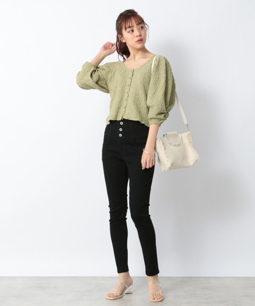 Heather（ヘザー）の「２ＷＡＹポコポコカットソー　944226（Tシャツ/カットソー・レディース・グリーン/ブラック/アイボリー・FREE）」の7枚目の写真