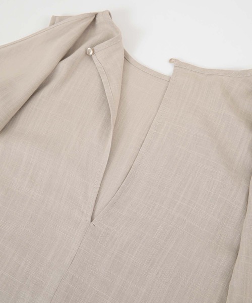 titivate（ティティベイト）の「リネン混2wayリボンマキシワンピース（ワンピース・レディース・ブラック/レッド/ライトブラウン/グレイッシュベージュ/ブルー・S/M/L/PS(XS－S)）」の12枚目の写真