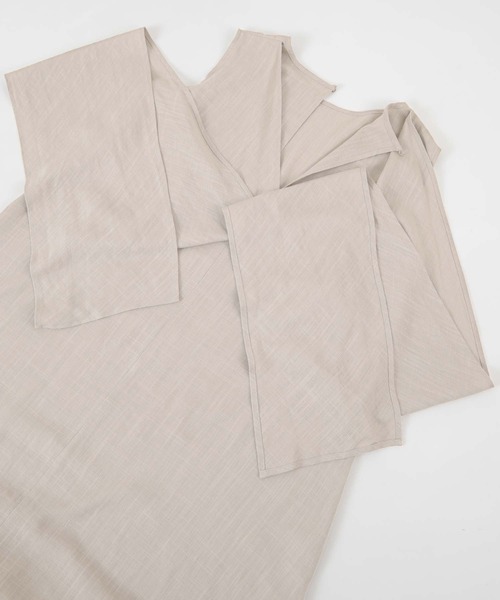 titivate（ティティベイト）の「リネン混2wayリボンマキシワンピース（ワンピース・レディース・ブラック/レッド/ライトブラウン/グレイッシュベージュ/ブルー・S/M/L/PS(XS－S)）」の9枚目の写真