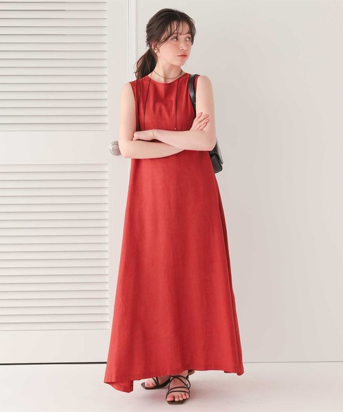 titivate（ティティベイト）の「リネン混2wayリボンマキシワンピース（ワンピース・レディース・ブラック/レッド/ライトブラウン/グレイッシュベージュ/ブルー・S/M/L/PS(XS－S)）」の18枚目の写真