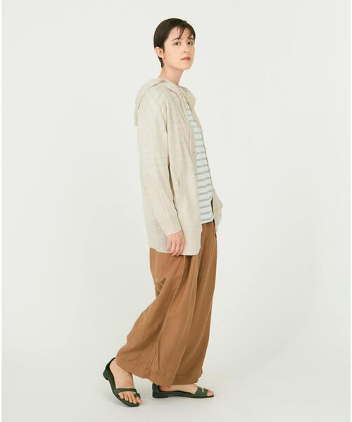 conges payes ADIEU TRISTESSE（コンジェ ペイエ アデュートリステス）の「リネン立ち衿ゆったりパーカー（パーカー・レディース・キナリ/グリーン/パープル・FREE）」の19枚目の写真