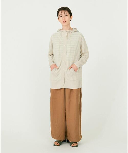 conges payes ADIEU TRISTESSE（コンジェ ペイエ アデュートリステス）の「リネン立ち衿ゆったりパーカー（パーカー・レディース・キナリ/グリーン/パープル・FREE）」の21枚目の写真