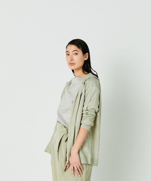 conges payes ADIEU TRISTESSE（コンジェ ペイエ アデュートリステス）の「リネン立ち衿ゆったりパーカー（パーカー・レディース・キナリ/グリーン/パープル・FREE）」の14枚目の写真
