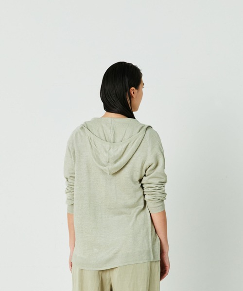 conges payes ADIEU TRISTESSE（コンジェ ペイエ アデュートリステス）の「リネン立ち衿ゆったりパーカー（パーカー・レディース・キナリ/グリーン/パープル・FREE）」の12枚目の写真