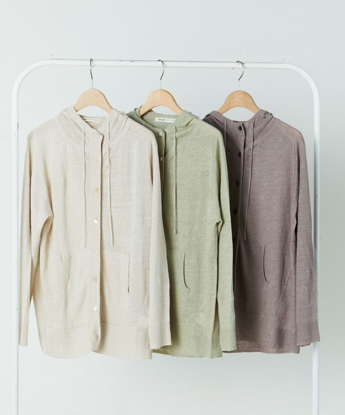 conges payes ADIEU TRISTESSE（コンジェ ペイエ アデュートリステス）の「リネン立ち衿ゆったりパーカー（パーカー・レディース・キナリ/グリーン/パープル・FREE）」の17枚目の写真